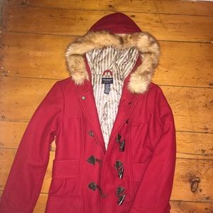 Red wool duffel coat